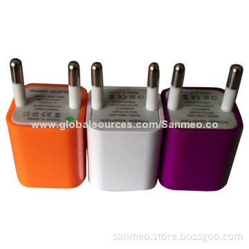 Portable and Wholesale Green Dot USB Wall Chargers for iPhone/iPad/iPod, 5V DC, 1A Output